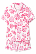 Pink Seashell & Starfish Coastal Pajama Set | White & Pink | NWT