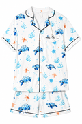 Sandra Grace Sea Turtle & Coral Coastal Pajama Set | White & Blue | Medium | NWT