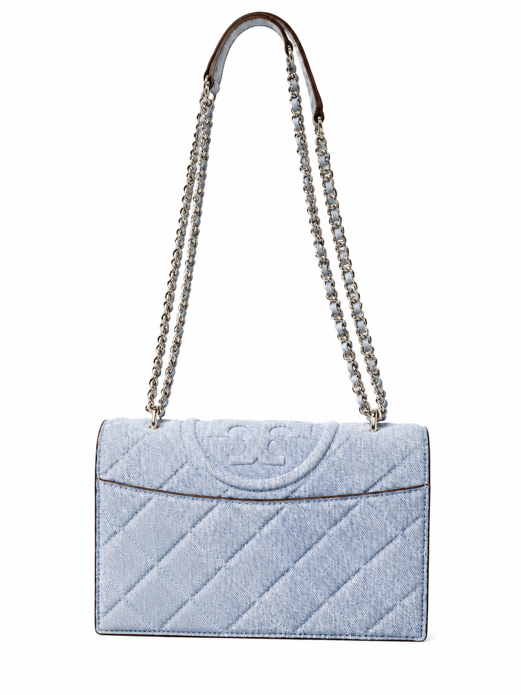 Tory Burch Fleming Denim Print Suede Small Convertible Shoulder Bag | Denim | NWT