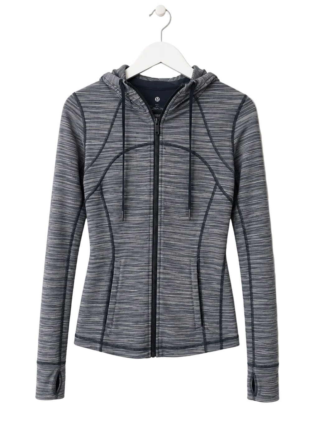 Lululemon Hooded Full-Zip Performance Jacket | Heathered Grey & Navy | Size 6 | Pre-Loved