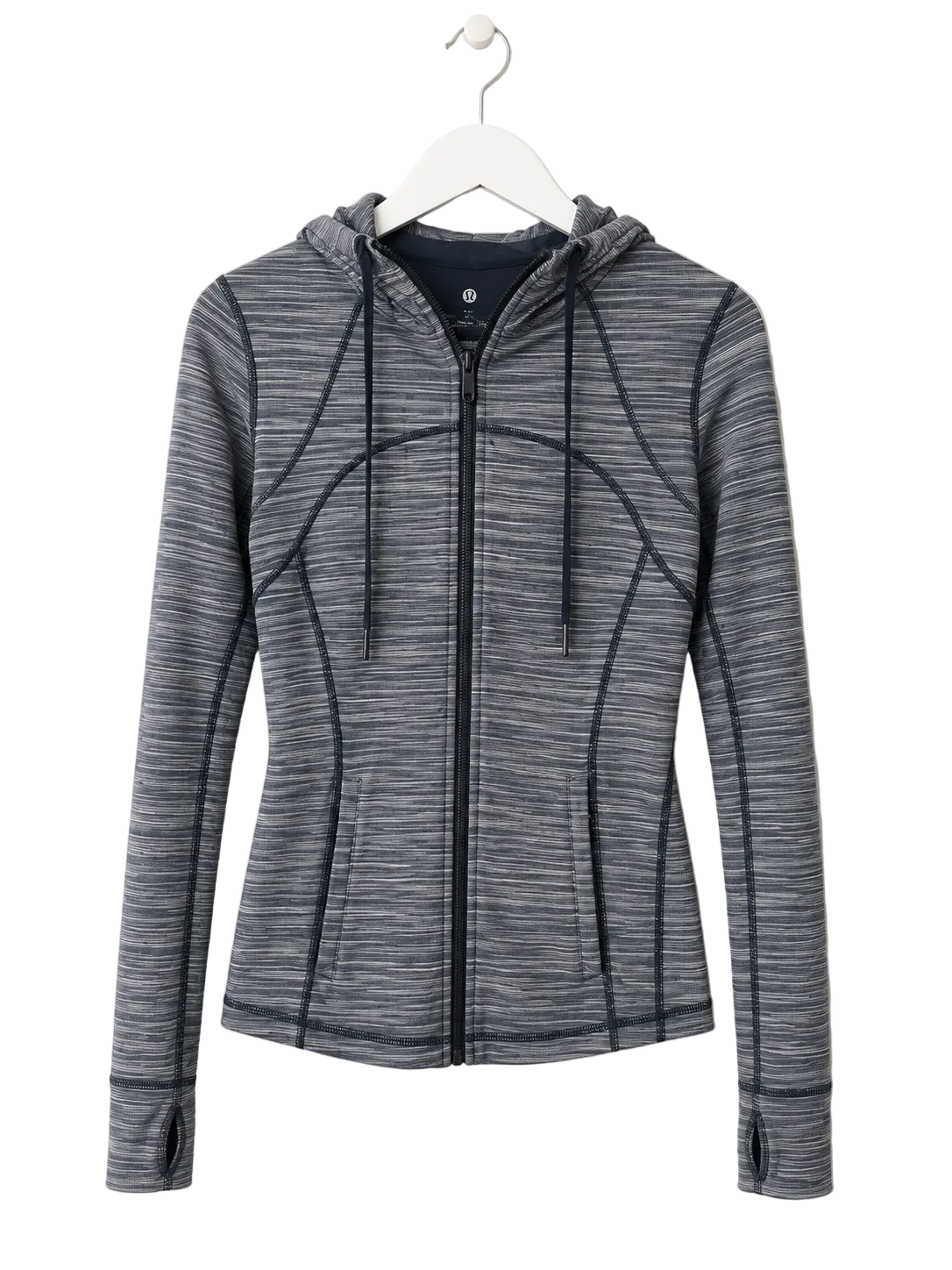 Lululemon Hooded Full-Zip Performance Jacket | Heathered Grey & Navy | Size 6 | Pre-Loved