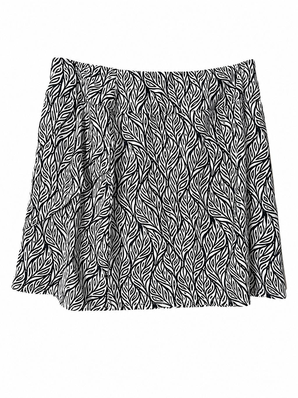 Tail Activewear Printed Golf Skort | Black & White Leaf Print | Size L| Pre-Loved