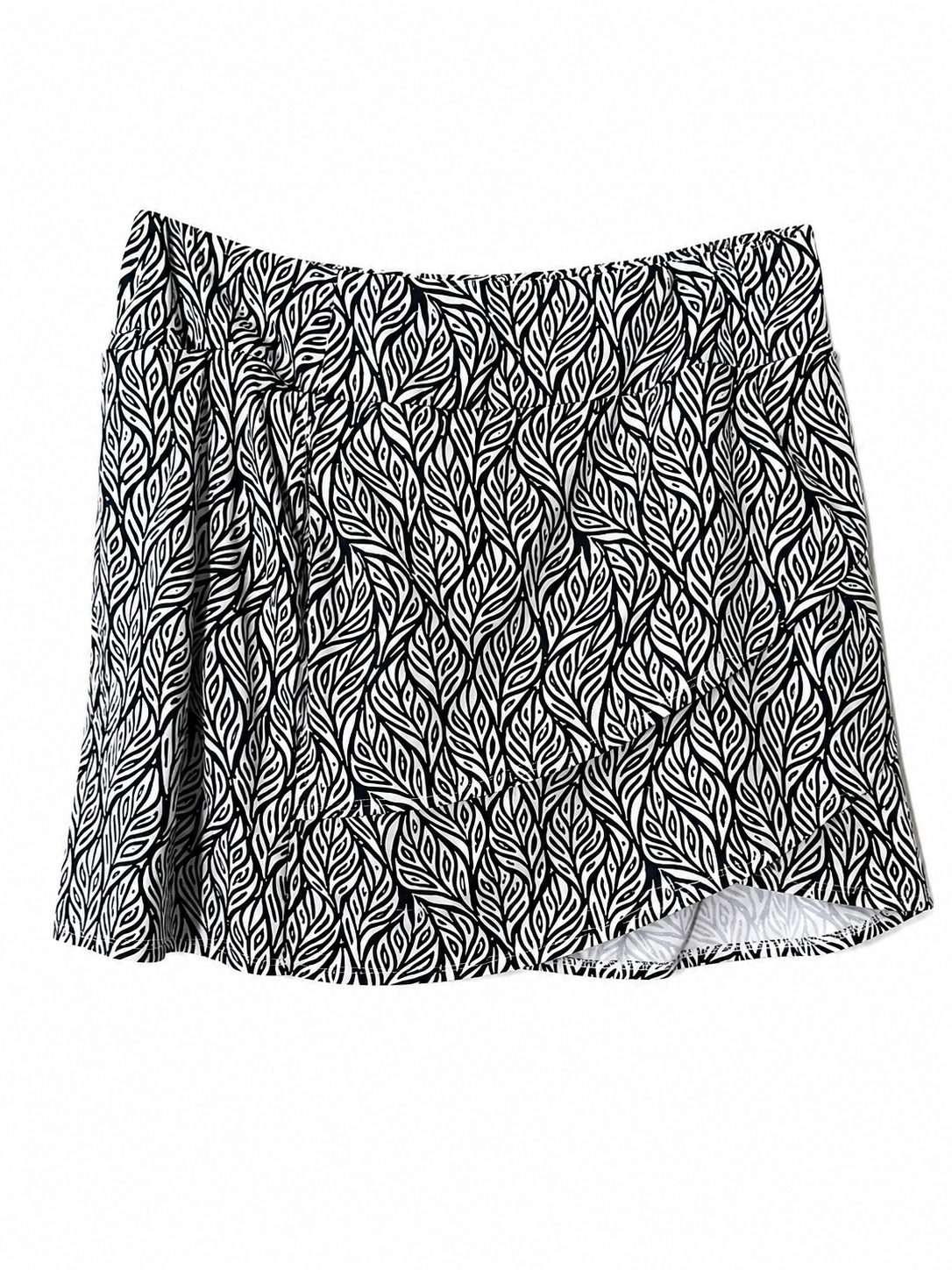 Tail Activewear Printed Golf Skort | Black & White Leaf Print | Size L| Pre-Loved