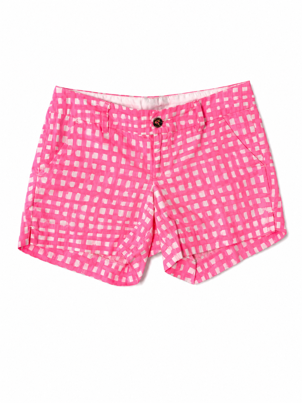 Lilly Pulitzer Callahan Mid-Rise Shorts | Pink Gingham Print | Size 4| Pre-Loved