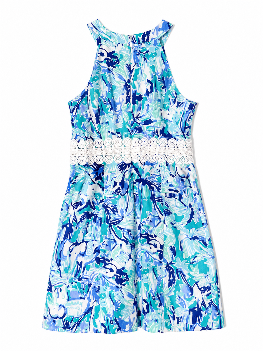 Lilly Pulitzer Sleeveless Fit & Flare Dress | Blue Multi Tropical Print | Size 00| Pre-Loved