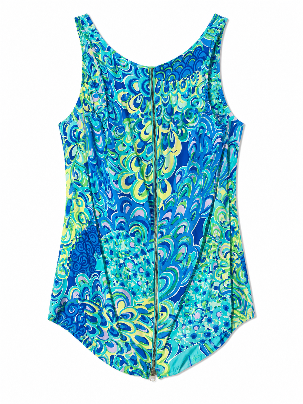 Lilly Pulitzer Sleeveless Layered Zip-Back Top | Blue Multi Print | XXS | Pre-Loved