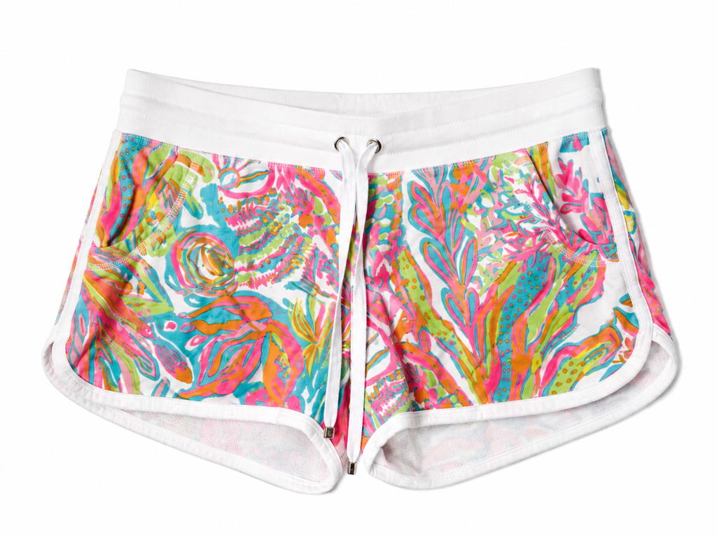 Lilly Pulitzer Knit Dolphin Shorts | Multi-Color Under the Sea Print | Size M| Pre-Loved