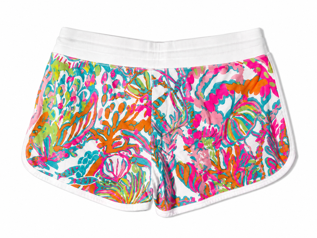 Lilly Pulitzer Knit Dolphin Shorts | Multi-Color Under the Sea Print | Size M| Pre-Loved