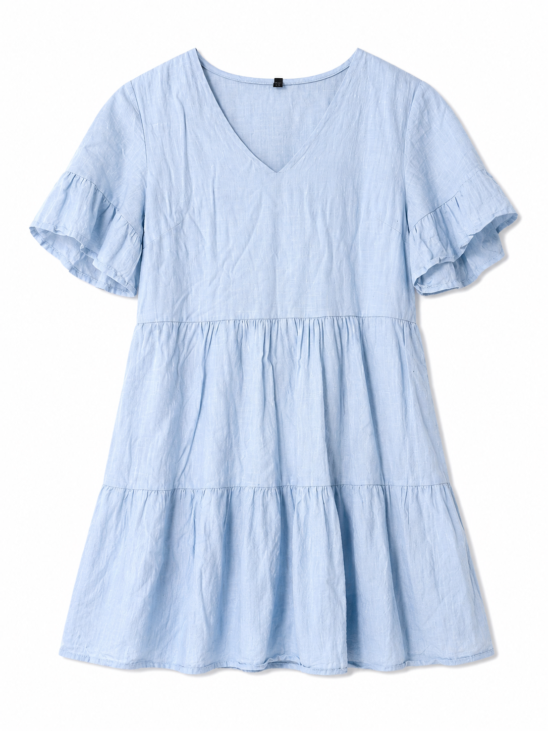 J.Crew Tiered Ruffle Sleeve Mini Dress | Light Blue | Size S | Pre-Loved