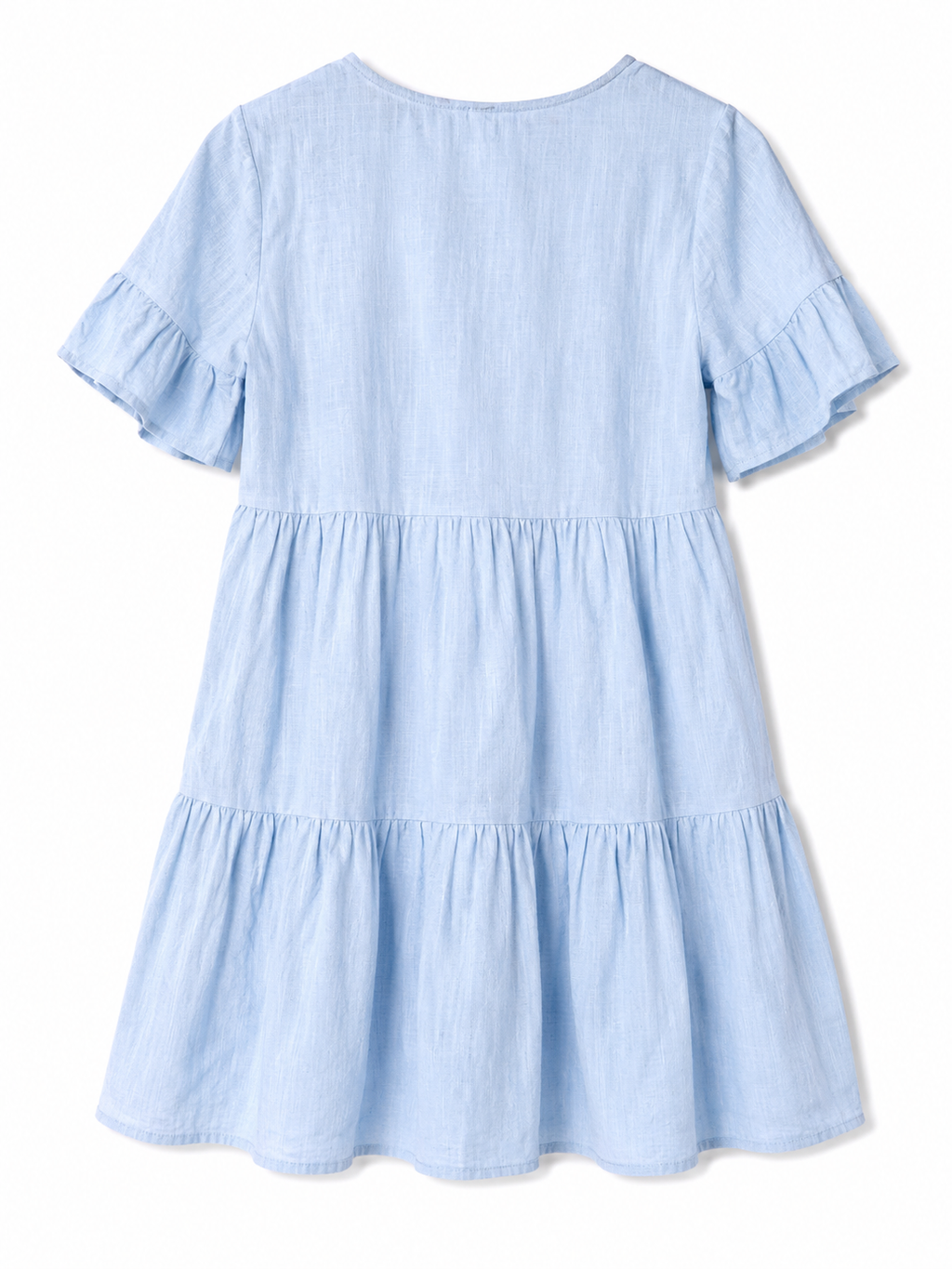 J.Crew Tiered Ruffle Sleeve Mini Dress | Light Blue | Size S | Pre-Loved