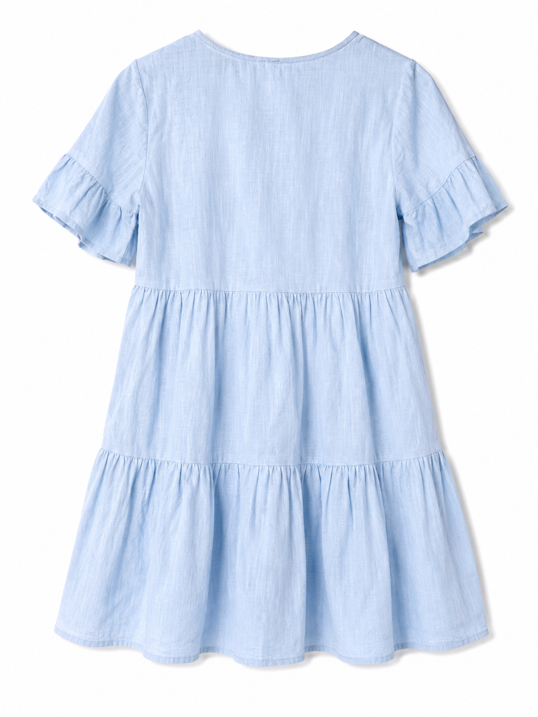 J.Crew Tiered Ruffle Sleeve Mini Dress | Light Blue | Size S | Pre-Loved