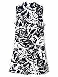 Tommy Bahama Navy & White Tropical Floral Sleeveless Zip Neck Shift Dress | Size S | Pre-Loved