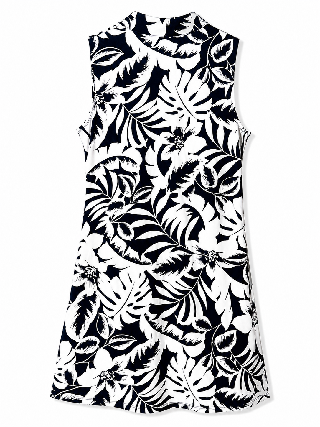 Tommy Bahama Navy & White Tropical Floral Sleeveless Zip Neck Shift Dress | Size S | Pre-Loved