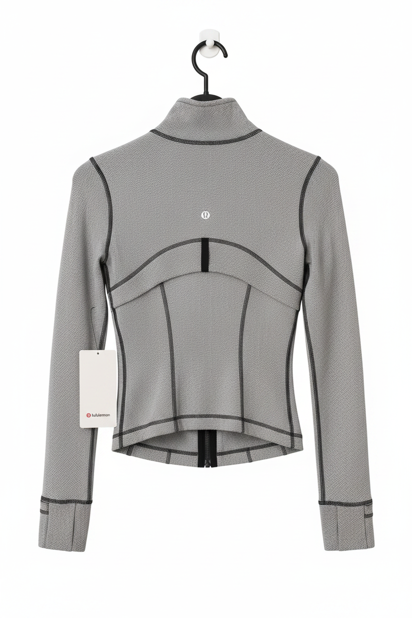 Lululemon Define Cropped Jacket Herringbone | Heathered Black Dove Grey | Size 2| New With Tags