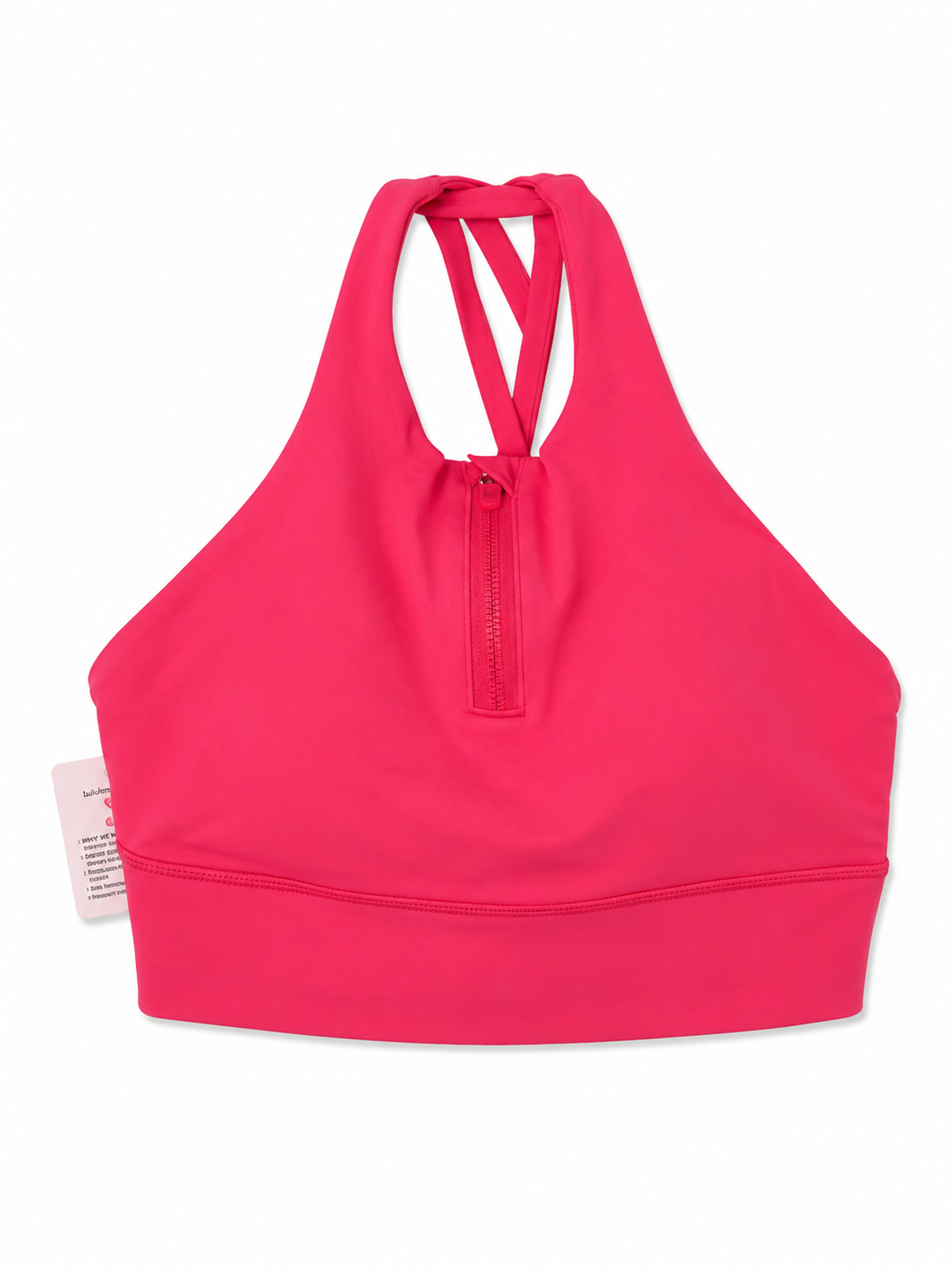 Lululemon High Neck Zip Front Longline Sports Bra | Hot Pink Size 10 | Crisscross Back | NWT