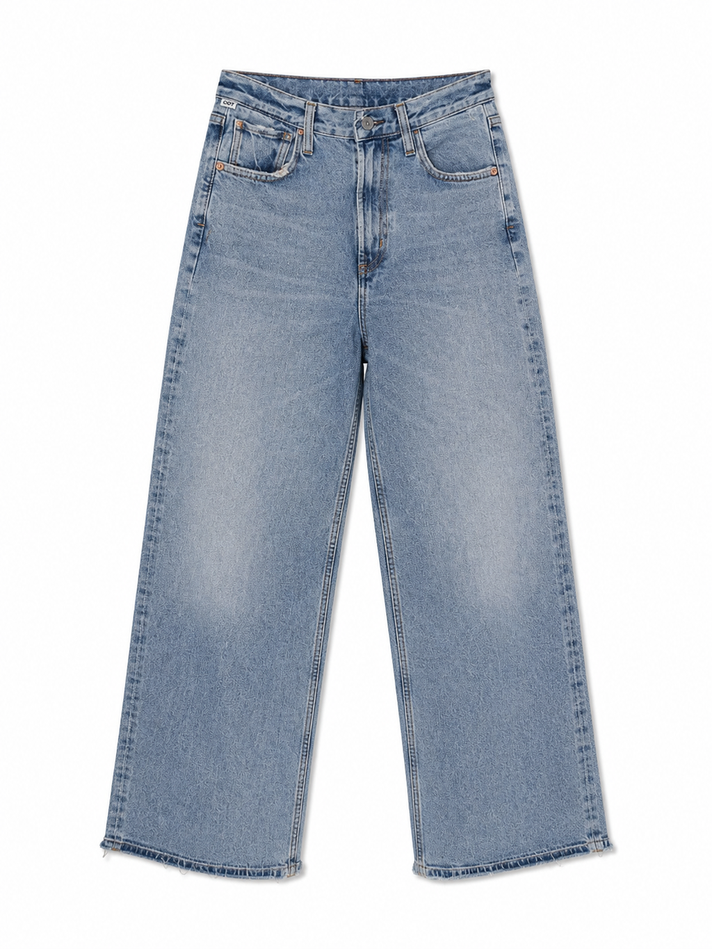 COT High Rise Wide Leg Jeans | Light Wash | Raw Hem | Size 25