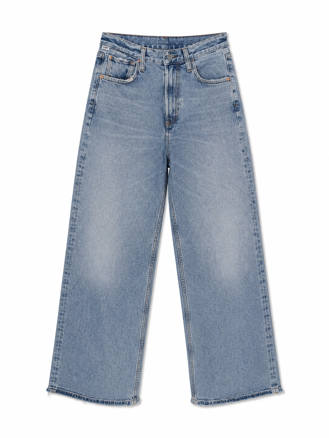 COT High Rise Wide Leg Jeans | Light Wash | Raw Hem | Size 25