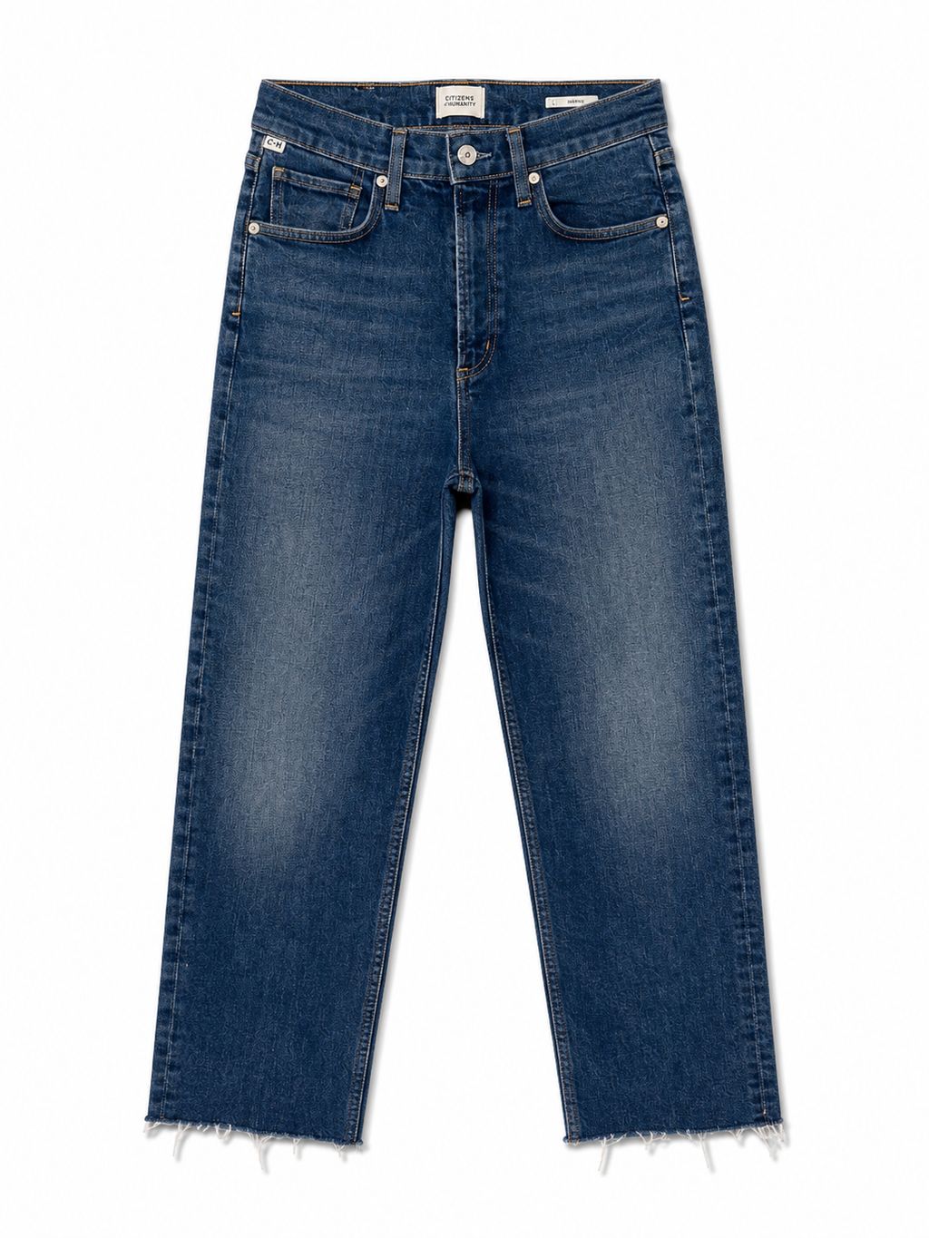 Citizens of Humanity Jolene High Rise Straight Leg Jeans | Dark Wash | Raw Hem | Size 25