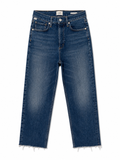Citizens of Humanity Jolene High Rise Straight Leg Jeans | Dark Wash | Raw Hem | Size 25