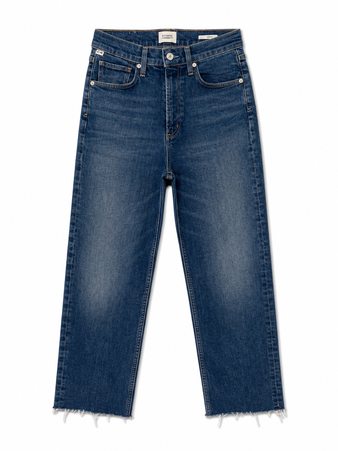 Citizens of Humanity Jolene High Rise Straight Leg Jeans | Dark Wash | Raw Hem | Size 25