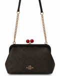 Coach Signature Kisslock Chain Shoulder Bag | Brown/Black | Pre-Loved