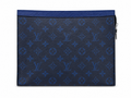 Louis Vuitton Pochette Voyage MM Monogram Eclipse Split Blue Pouch | Navy/Black | Excellent