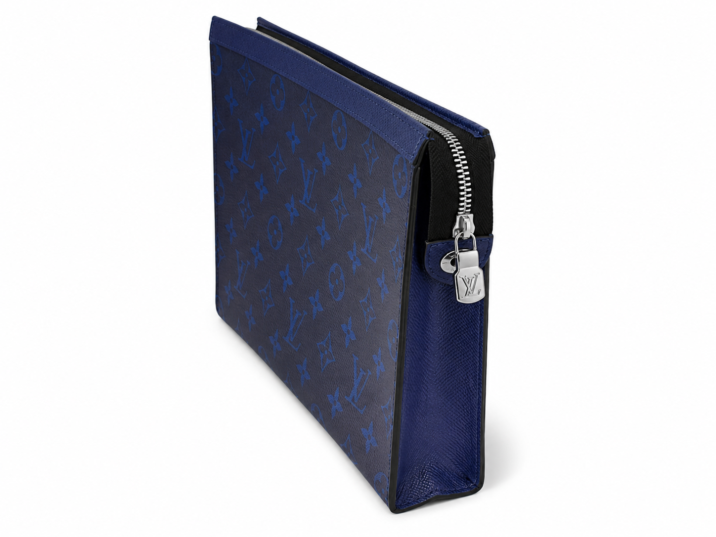 Louis Vuitton Pochette Voyage MM Monogram Eclipse Split Blue Pouch | Navy/Black | Excellent