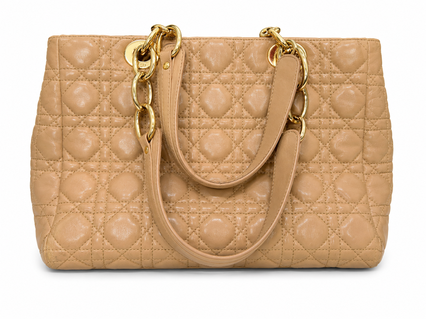 Christian Dior Large Lady Dior Tote Bag | Beige Cannage Lambskin | Gold Hardware