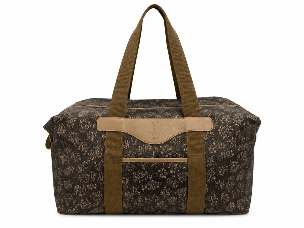 Saint Laurent YSL Brown Monogram Canvas Duffle Bag | Travel Weekender Tote