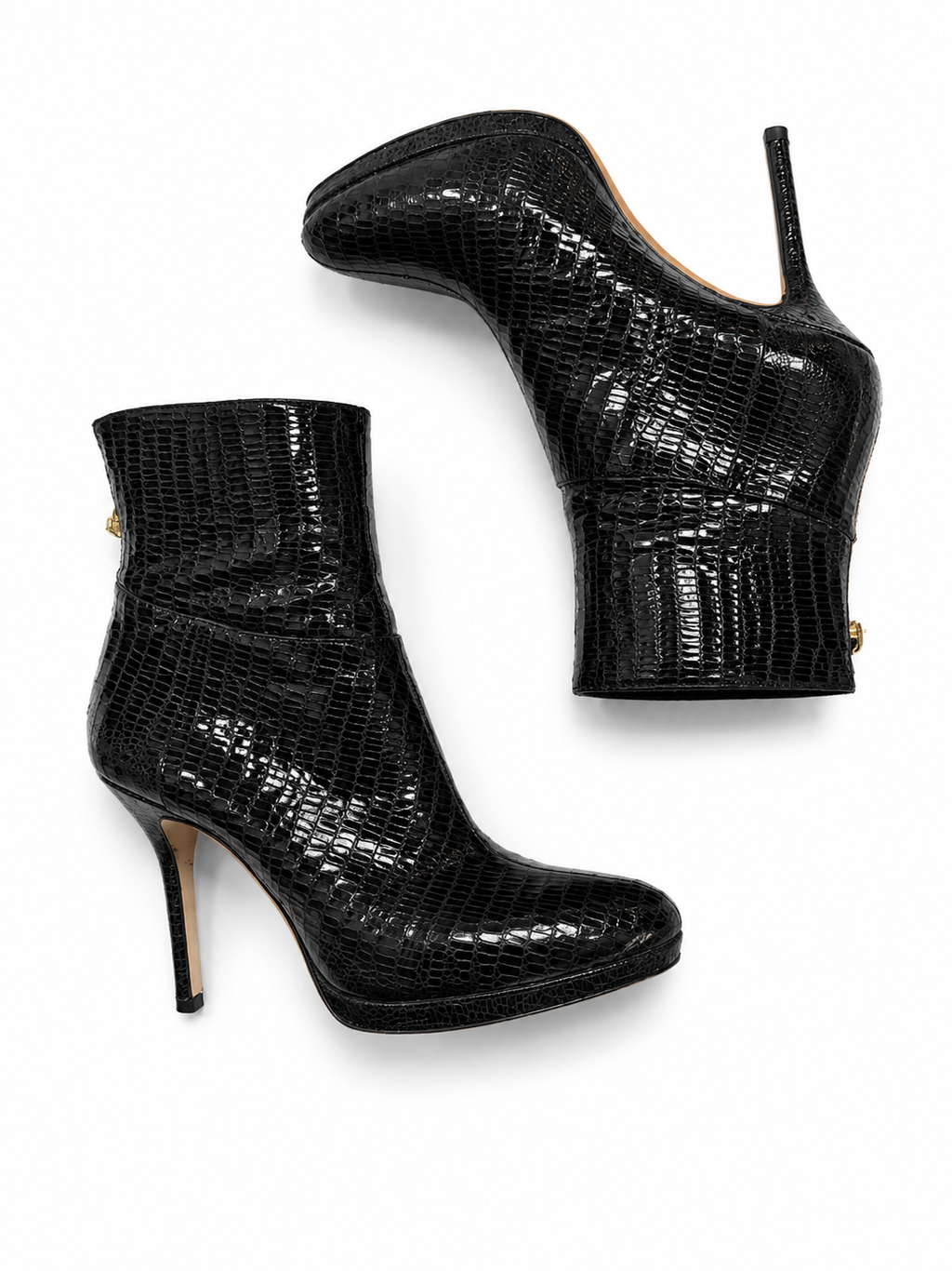 Jimmy Choo Black Embossed Croc Leather Platform Ankle Booties – Size 39| Preloved