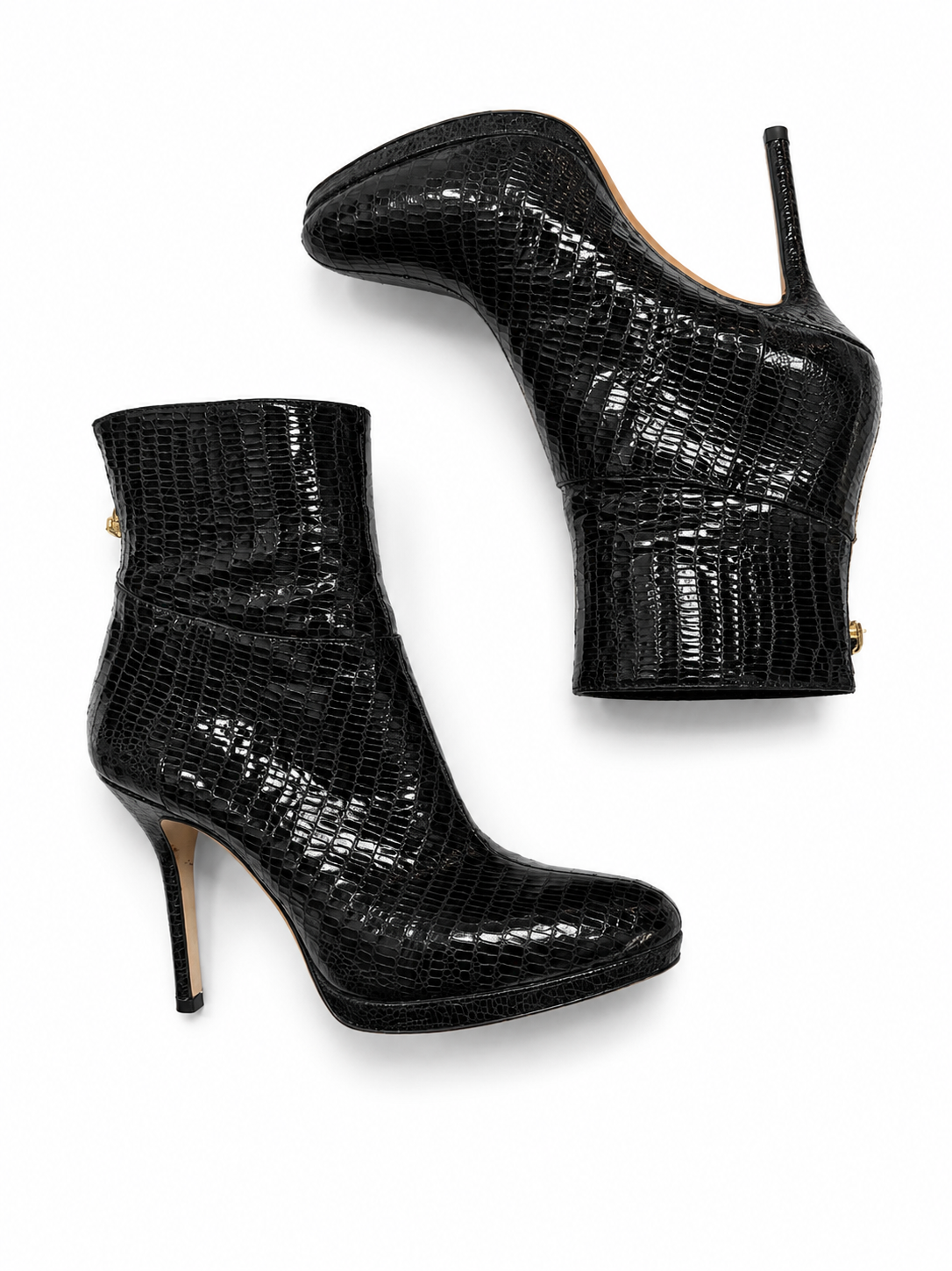 Jimmy Choo Black Embossed Croc Leather Platform Ankle Booties – Size 39| Preloved