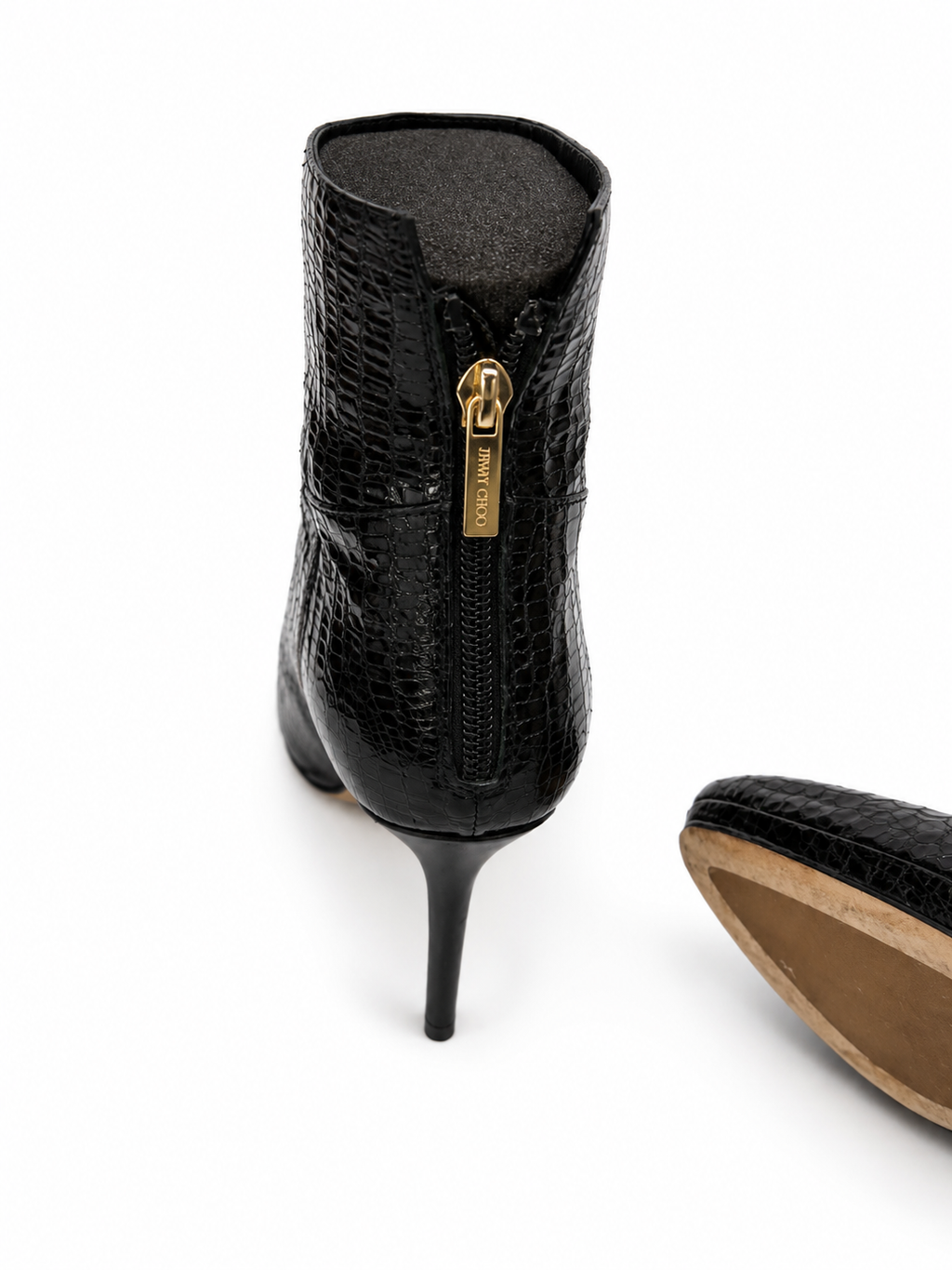 Jimmy Choo Black Embossed Croc Leather Platform Ankle Booties – Size 39| Preloved