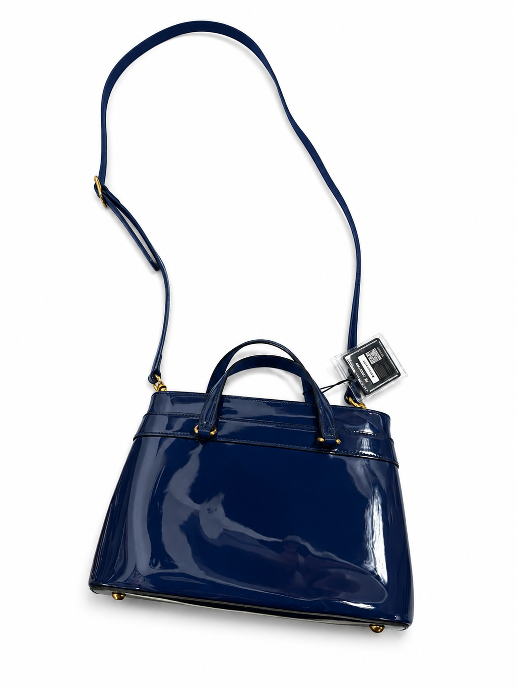 Gucci Navy Patent Leather Horsebit Top Handle Satchel Crossbody Bag| Gently Loved