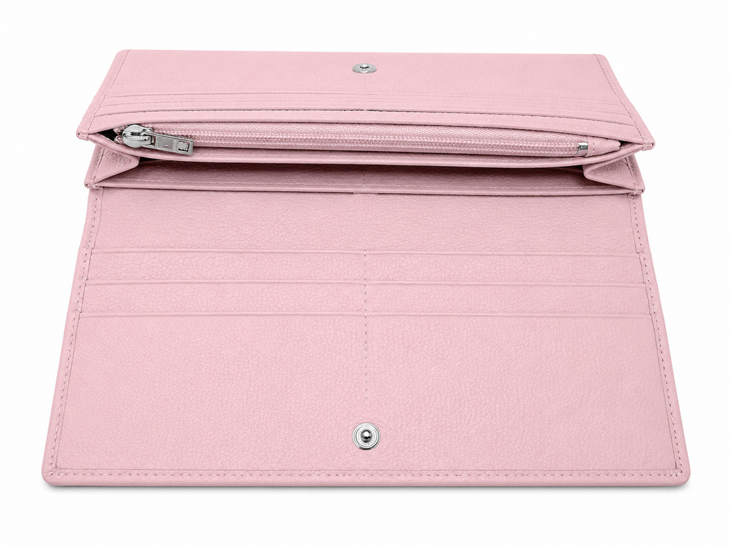 Longchamp Light Pink Leather Continental Wallet| Preloved
