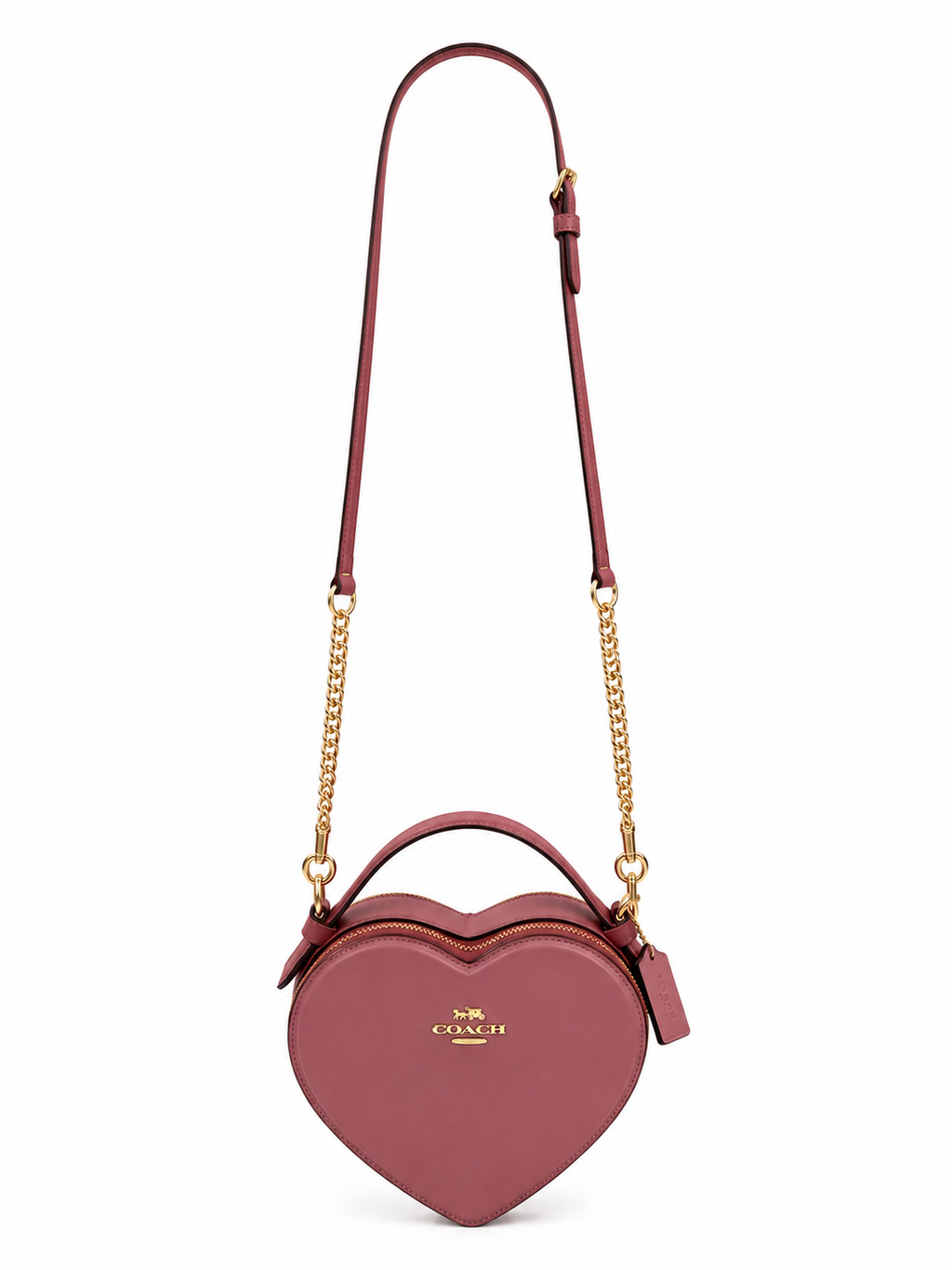 Coach Heart Crossbody Bag – Pink Pebbled Leather with Gold Hardware