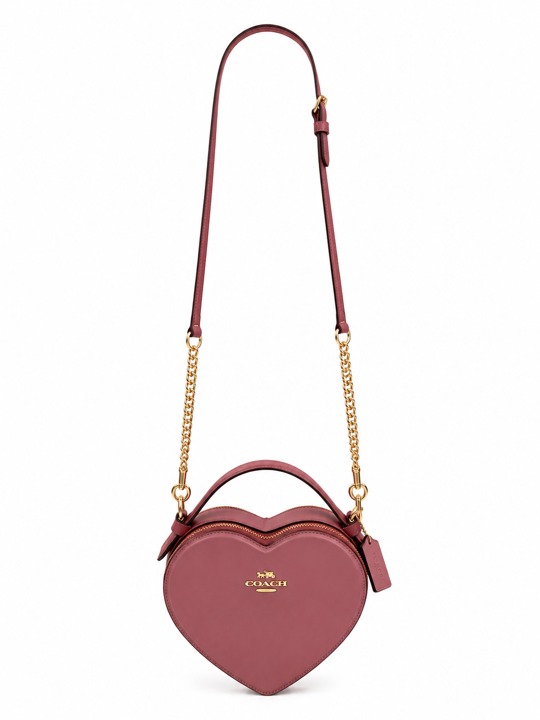 Coach Heart Crossbody Bag – Pink Pebbled Leather with Gold Hardware