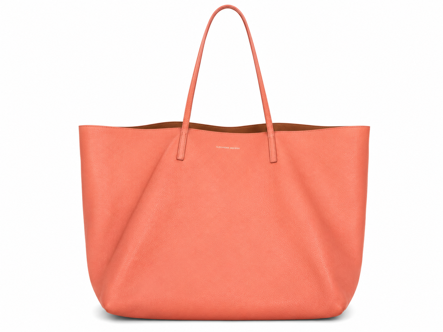 Alexander McQueen Leather Shopper Tote with Detachable Zip Pouch | Coral | Preloved