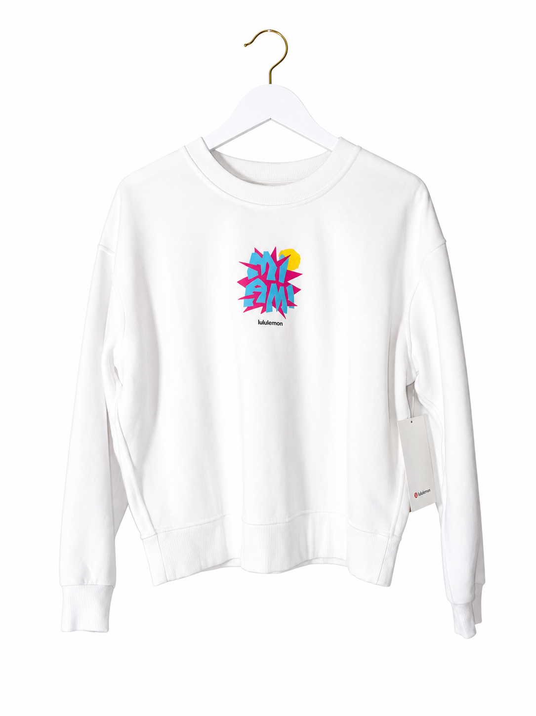 Lululemon Graphic Crewneck Sweatshirt (Miami)– White – Size Small – New With Tags