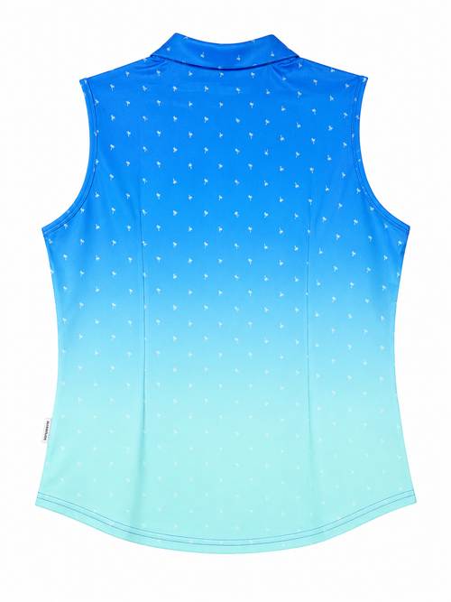 Blue Dot Gradient Print Athletic Polo Shirts For Women